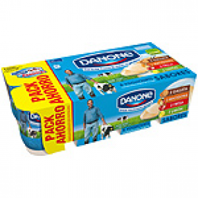 DANONE yogur sabores 2 fresa+2 macedonia+2 coco+2 frutas del bosque pack 8 u. 